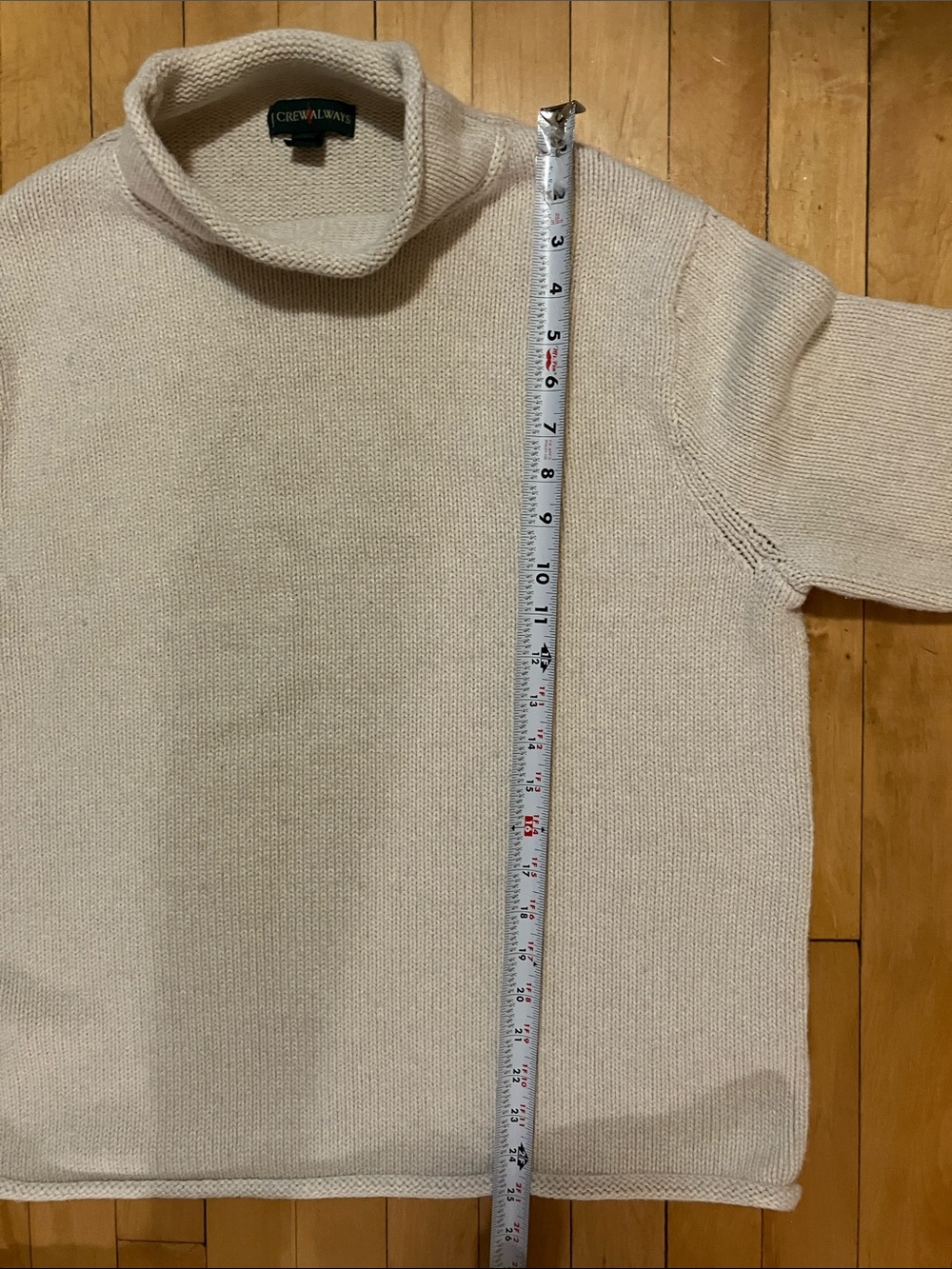 J Crew Always Rower Roll Neck Off White Cotton Sweater Size Large - Picture 8 of 9